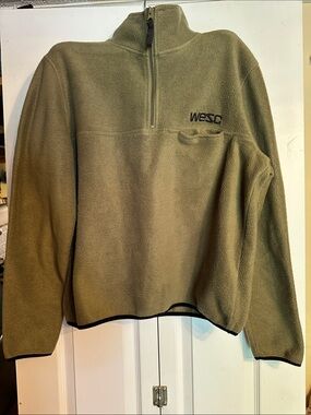 WESC Men's Olive Green Half-Zip Fleece Pullover